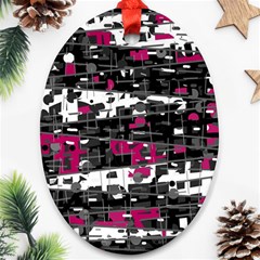 Magenta, White And Gray Decor Ornament (oval) 