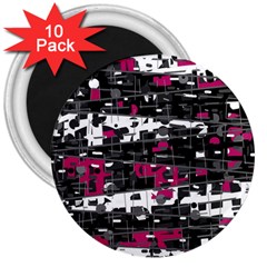 Magenta, White And Gray Decor 3  Magnets (10 Pack)  by Valentinaart