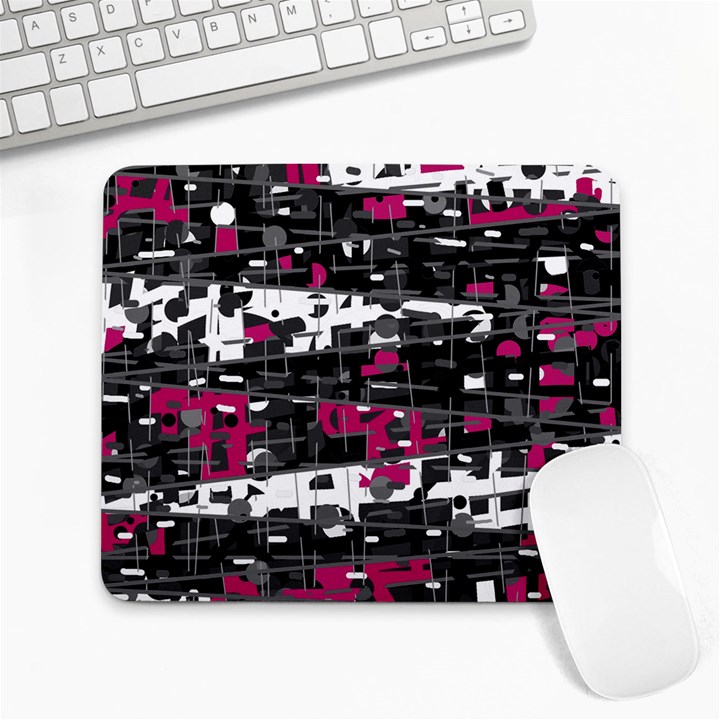 Magenta, white and gray decor Large Mousepads