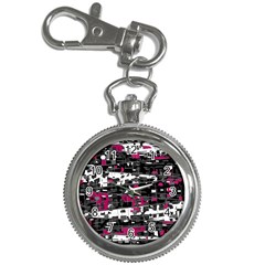 Magenta, White And Gray Decor Key Chain Watches