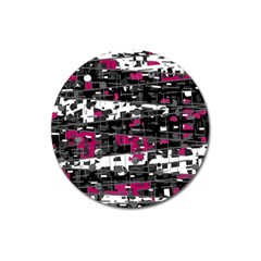 Magenta, White And Gray Decor Magnet 3  (round)