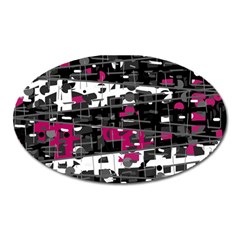 Magenta, White And Gray Decor Oval Magnet