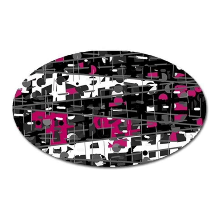 Magenta, white and gray decor Oval Magnet