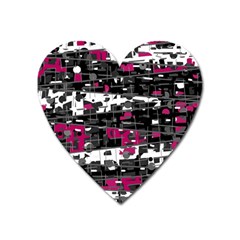 Magenta, White And Gray Decor Heart Magnet