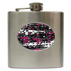 Magenta, White And Gray Decor Hip Flask (6 Oz)