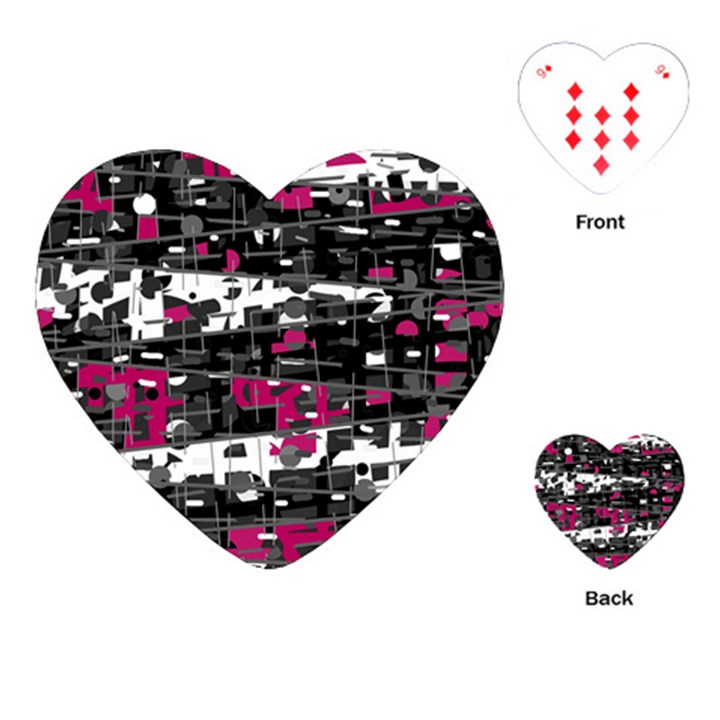 Magenta, white and gray decor Playing Cards (Heart) 