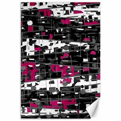 Magenta, White And Gray Decor Canvas 12  X 18  