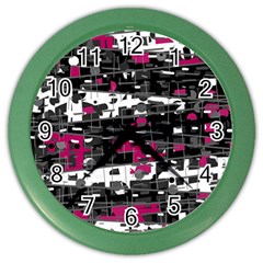 Magenta, White And Gray Decor Color Wall Clocks