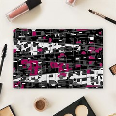 Magenta, White And Gray Decor Cosmetic Bag (large) 