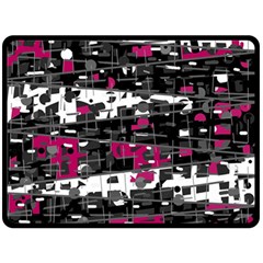 Magenta, White And Gray Decor Fleece Blanket (large) 