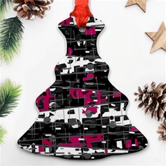 Magenta, White And Gray Decor Ornament (christmas Tree)