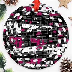 Magenta, White And Gray Decor Round Filigree Ornament (2side)