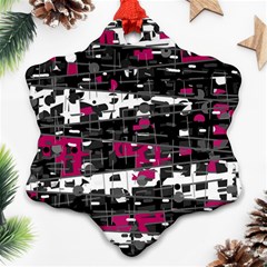 Magenta, White And Gray Decor Snowflake Ornament (2-side)