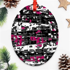 Magenta, White And Gray Decor Ornament (oval Filigree) 