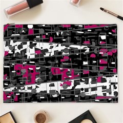 Magenta, White And Gray Decor Cosmetic Bag (xxl) 