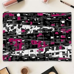 Magenta, White And Gray Decor Cosmetic Bag (xxxl) 