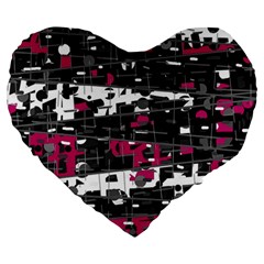 Magenta, White And Gray Decor Large 19  Premium Heart Shape Cushions