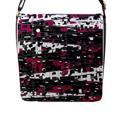 Magenta, White And Gray Decor Flap Messenger Bag (l) 