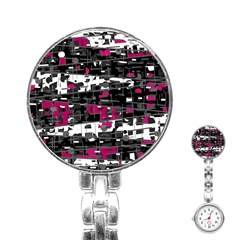 Magenta, White And Gray Decor Stainless Steel Nurses Watch