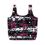 Magenta, white and gray decor Full Print Recycle Bags (M)  Front