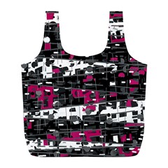 Magenta, White And Gray Decor Full Print Recycle Bags (l)  by Valentinaart