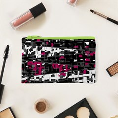 Magenta, White And Gray Decor Cosmetic Bag (xs)