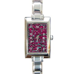 Magenta Decorative Design Rectangle Italian Charm Watch