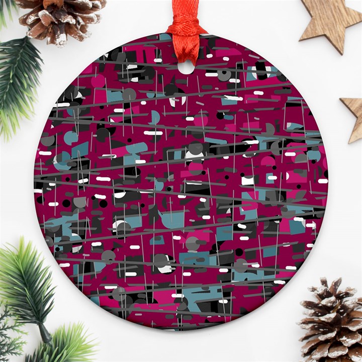 Magenta decorative design Ornament (Round) 