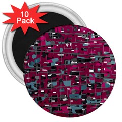 Magenta Decorative Design 3  Magnets (10 Pack)  by Valentinaart