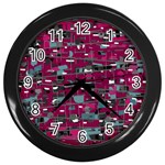 Magenta decorative design Wall Clocks (Black) Front