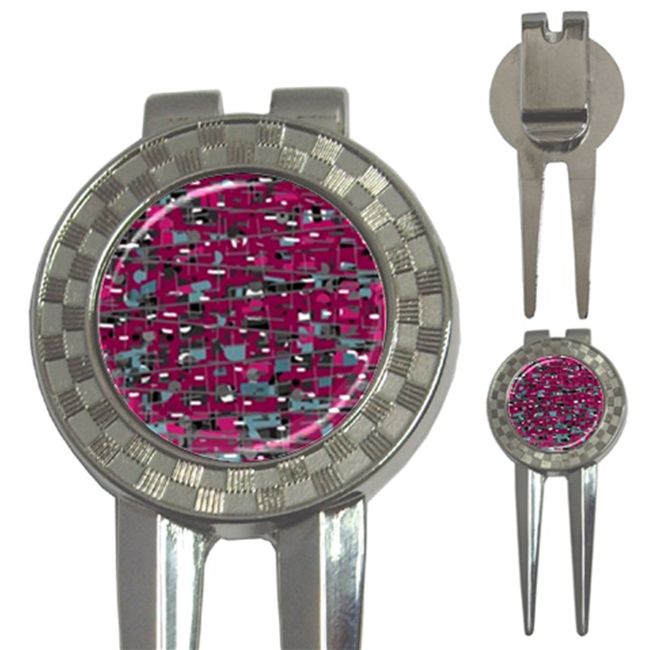 Magenta decorative design 3-in-1 Golf Divots