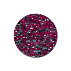 Magenta Decorative Design Rubber Coaster (round) 