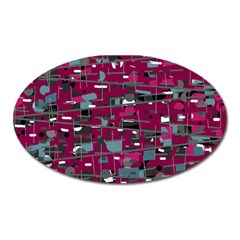 Magenta Decorative Design Oval Magnet