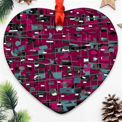 Magenta Decorative Design Heart Ornament (2 Sides) by Valentinaart