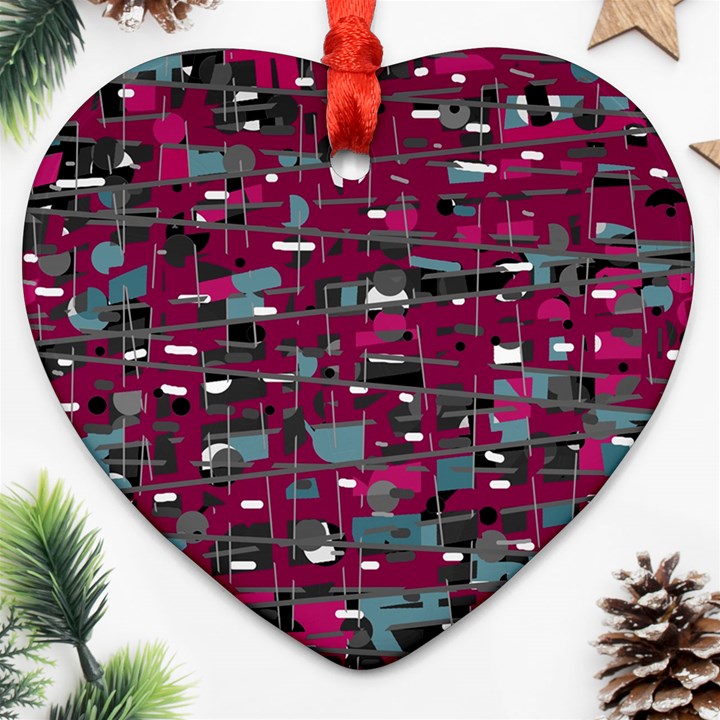 Magenta decorative design Heart Ornament (2 Sides)