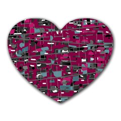 Magenta Decorative Design Heart Mousepads by Valentinaart