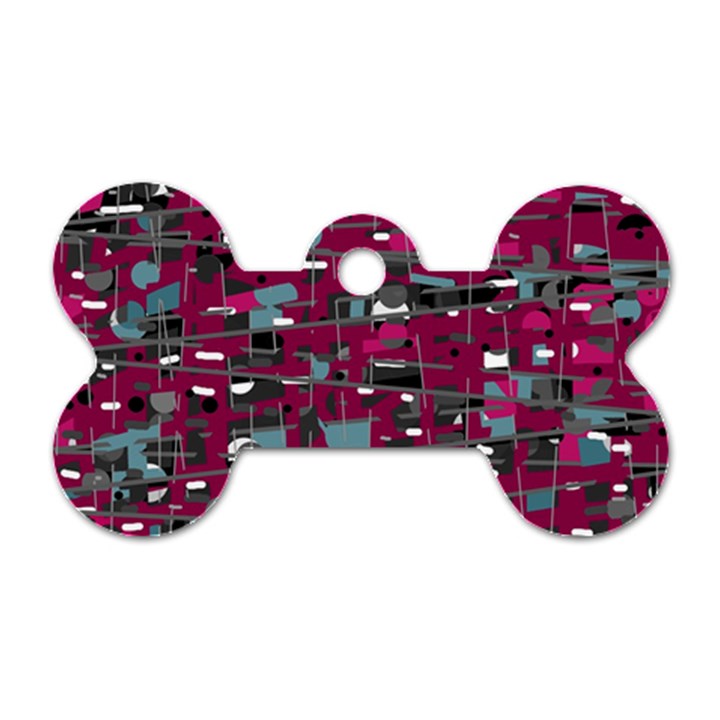 Magenta decorative design Dog Tag Bone (One Side)