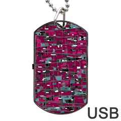 Magenta Decorative Design Dog Tag Usb Flash (one Side)