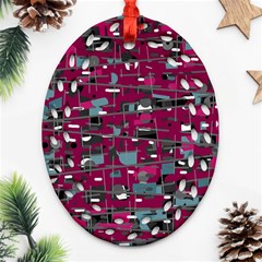 Magenta Decorative Design Oval Filigree Ornament (2-side) 