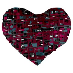 Magenta Decorative Design Large 19  Premium Flano Heart Shape Cushions