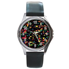 Playful Colorful Design Round Metal Watch