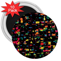 Playful Colorful Design 3  Magnets (10 Pack) 