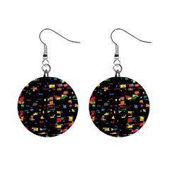 Playful Colorful Design Mini Button Earrings by Valentinaart