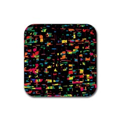 Playful Colorful Design Rubber Coaster (square) 