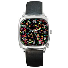 Playful Colorful Design Square Metal Watch