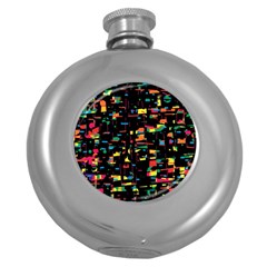 Playful Colorful Design Round Hip Flask (5 Oz) by Valentinaart