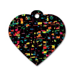 Playful Colorful Design Dog Tag Heart (two Sides)