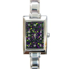 Purple And Yellow Decor Rectangle Italian Charm Watch by Valentinaart