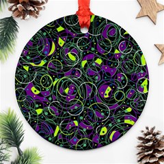 Purple And Yellow Decor Ornament (round) 