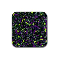 Purple And Yellow Decor Rubber Square Coaster (4 Pack) 